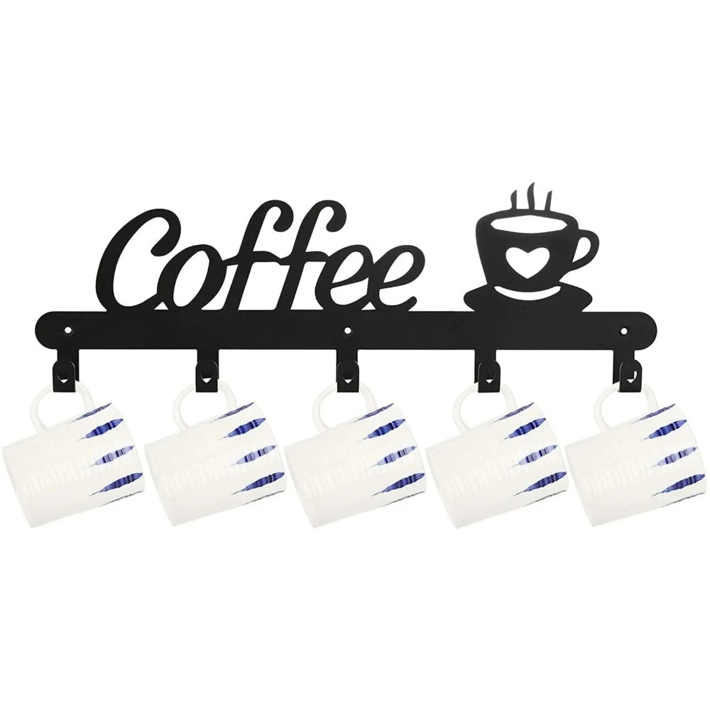 Kitchen Appliances Rack - ที่แขวนแก้วกาแฟติดผนังโลหะ, ที่แขวนเสื้อโค้ท หมวก กุญแจ, ที่เก็บของอเนกประสงค์ ประหยัดพื้นที่