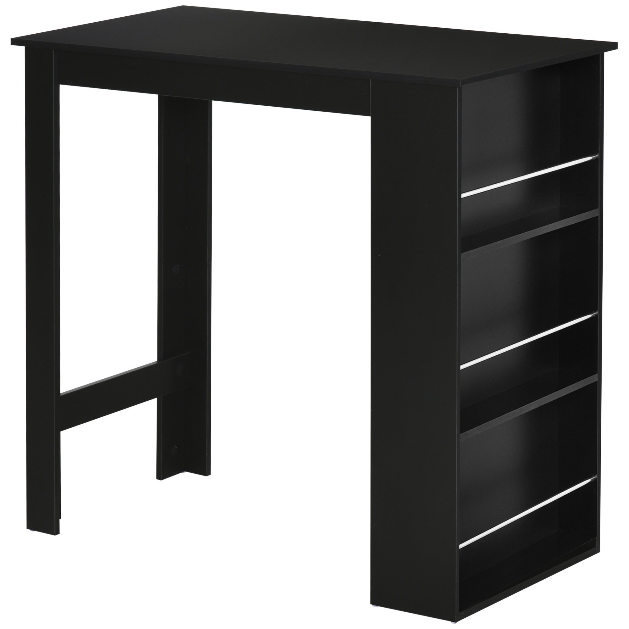 Kitchen Appliances Table - โต๊ะบาร์สไตล์โมเดิร์นแบบเคาน์เตอร์พร้อมชั้นวางของ 3 ชั้นสำหรับห้องครัว ห้องรับประทานอาหาร และห้องนั่งเล่น สีดำ