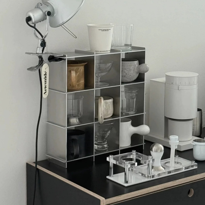Kitchen Appliances Rack - ชั้นวางแก้วอะลูมิเนียมอัลลอยด์แบบมินิมอล ชั้นวางแก้วหลายชั้น อุปกรณ์จัดระเบียบในครัว ที่วางแก้วกาแฟ สถานีบาร์กาแฟ