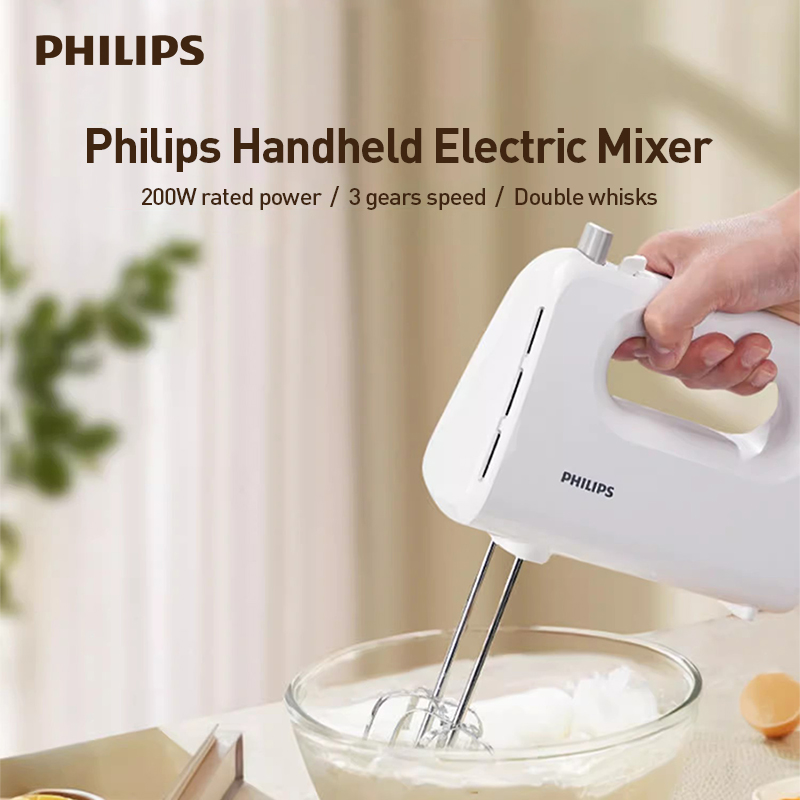 Kitchen Appliances B&Q - ฟิลิปส์เครื่องตีไข่ไฟฟ้าแบบมือถือ 3 สปีด 2-Beater เครื่องผสมอัตโนมัติสำหรับไข่ขาวและครีมเครื่องมือครัวในครัวเรือน HR3700