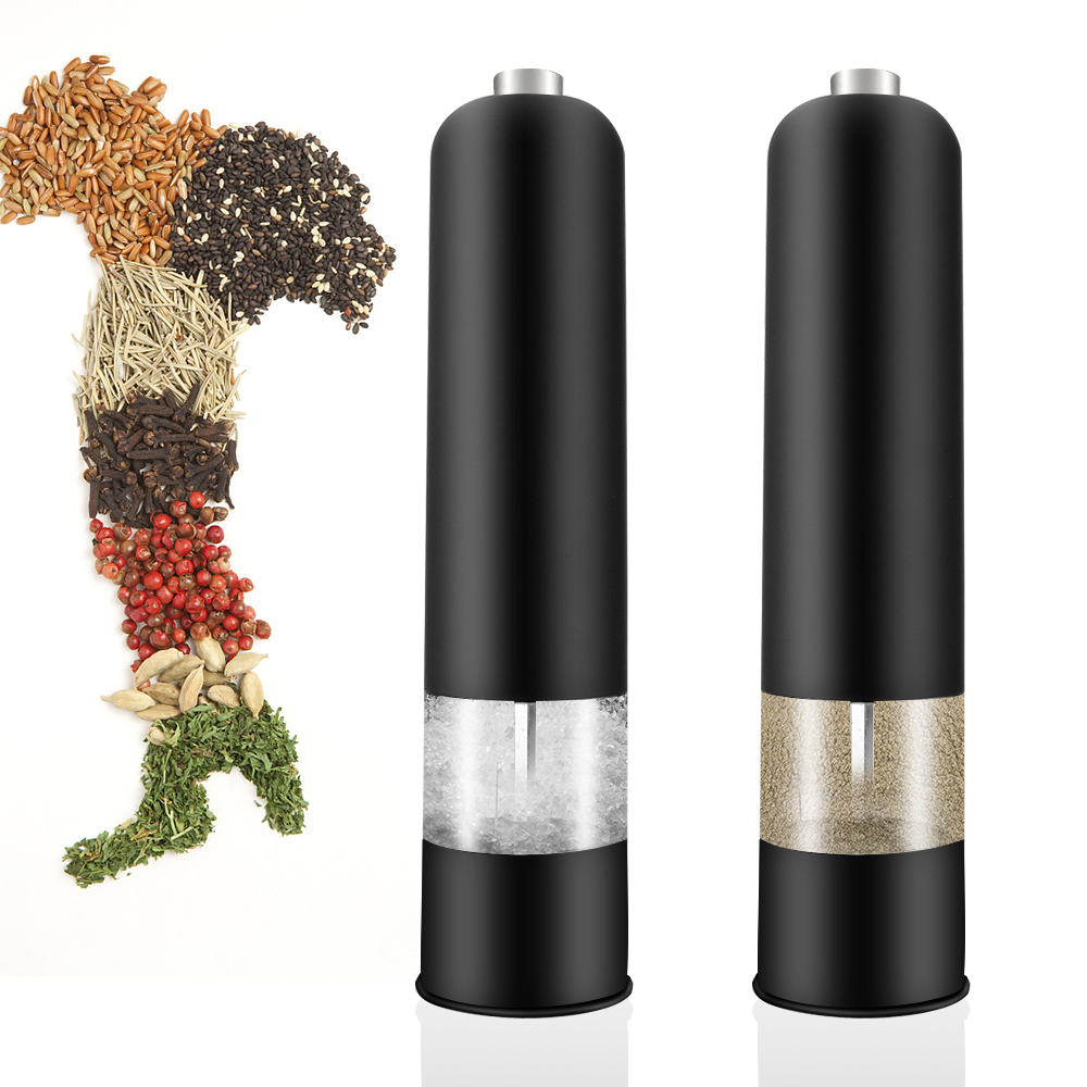 Kitchen Appliances Online - พร้อมไฟ LED เครื่องบดพริกไทยและเกลือไฟฟ้าอัตโนมัติ ขวดเครื่องปรุง อุปกรณ์ครัวสำหรับทำอาหาร ร้านอาหาร