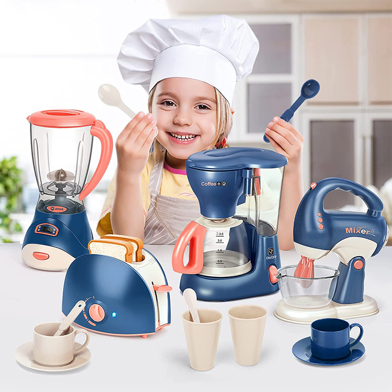 Kitchen Appliances For Kids - เครื่องใช้ในครัวเรือนขนาดเล็กของเล่นในครัว, ชุดเล่นแกล้งทําเป็นพร้อมเครื่องชงกาแฟเครื่องปั่นผสมและเครื่องปิ้งขนมปังสําหรับเด็กชายหญิงของขวัญ