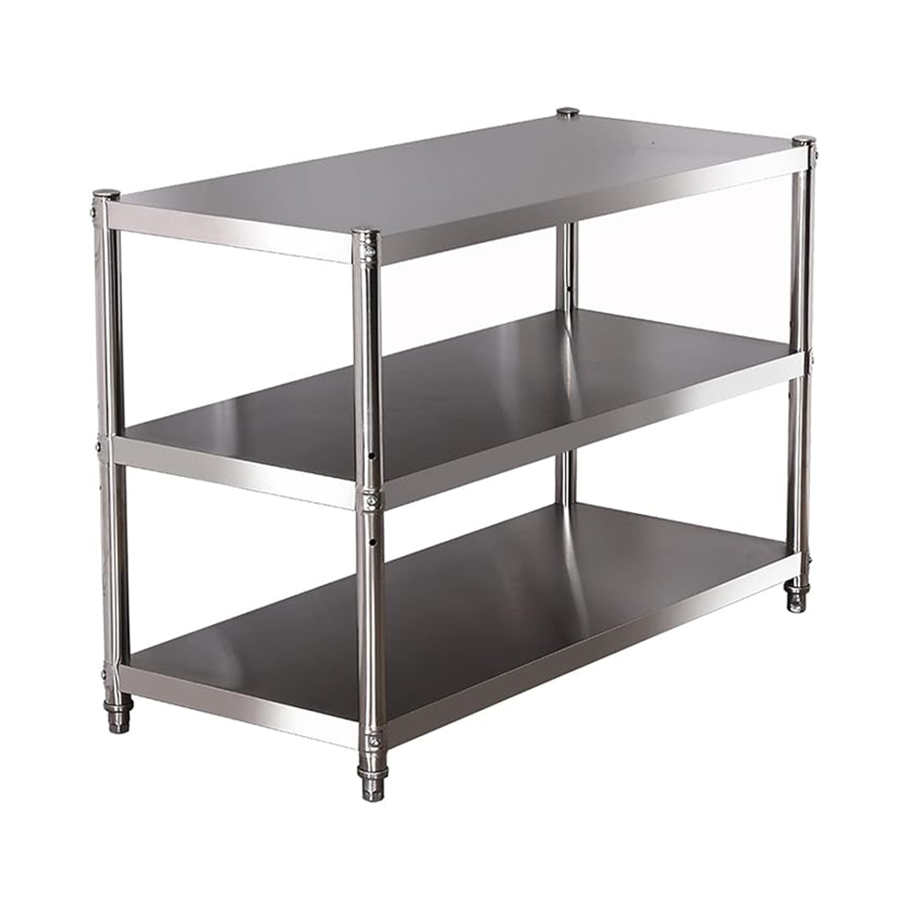Kitchen Appliances Table - ชั้นวางของสแตนเลส,ชั้นเก็บของในครัว,ชั้นวางของ 3 ชั้นและที่เก็บของ,โต๊ะทํางานชั้นวางแบบยืนสําหรับโรงรถในห้องครัว