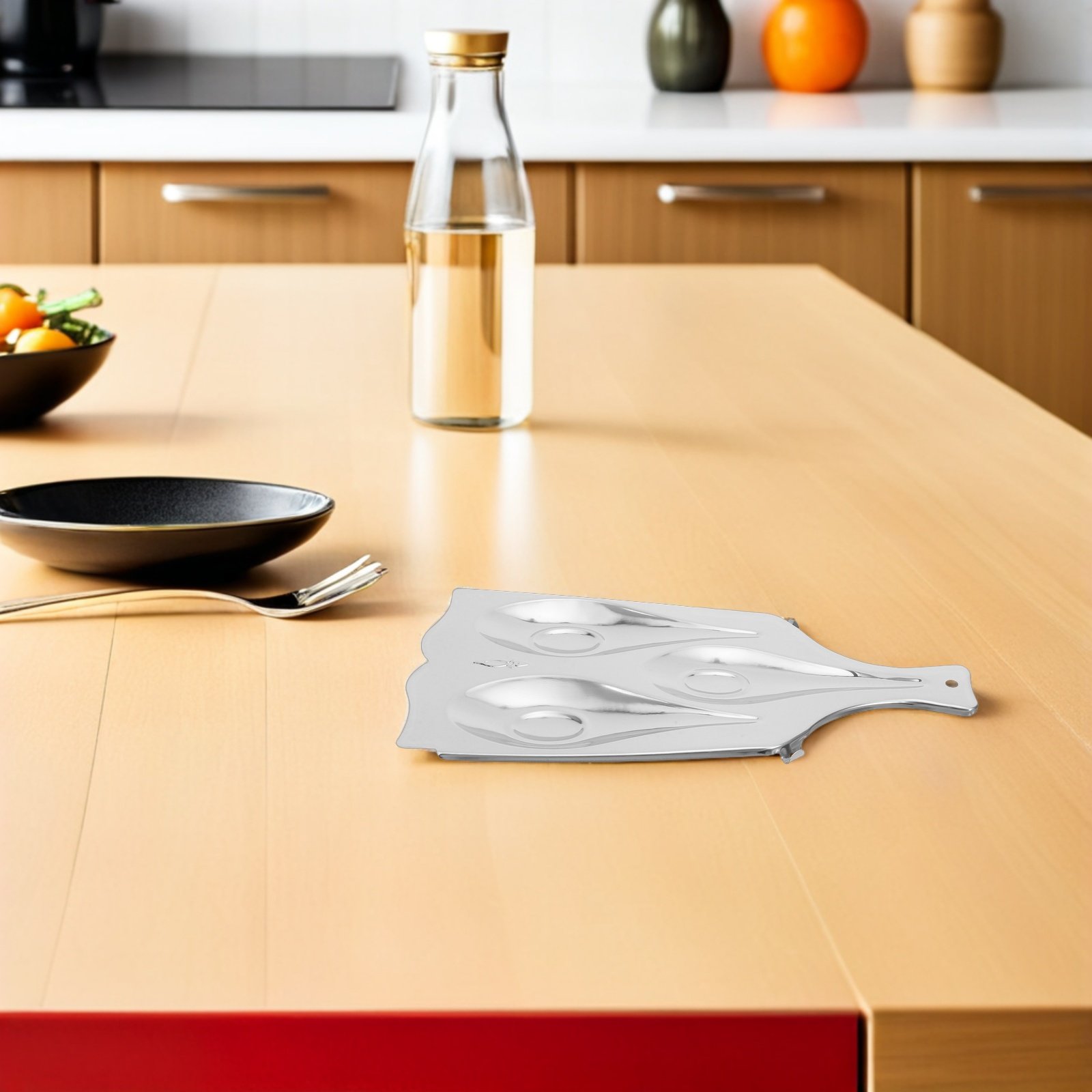 Kitchen Appliances Rack - ที่วางช้อนสแตนเลสแบบสามช่องสำหรับวางบนเคาน์เตอร์ครัว ใช้จัดเก็บอุปกรณ์ครัว เช่น ตะหลิว ทัพพี ส้อม
