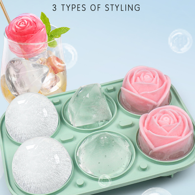 Kitchen Appliances Rack - 3D Rose เพชรรอบ Ice Cube แม่พิมพ์