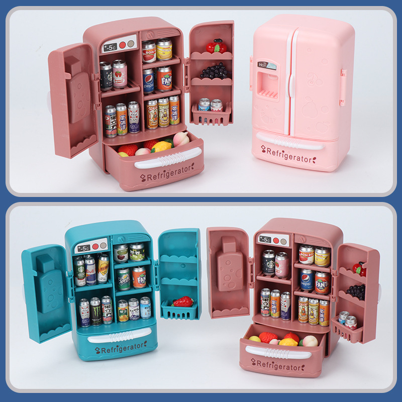 Kitchen Appliances For Kids - ตู้เย็นจำลองขนาดเล็กน่ารัก 2 ประตู 1:12 ของตกแต่งบ้านตุ๊กตา ของขวัญวันเกิดสำหรับเด็กผู้หญิง