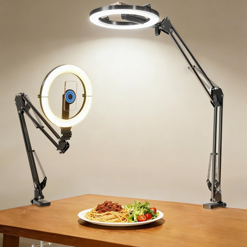 Kitchen Appliances Video - ที่ยึดโทรศัพท์แบบแม่เหล็กพร้อมไฟวงแหวนขนาด 10 นิ้ว, ขาตั้งกล้องแบบวงกลมปรับได้ 5000mAh, ขาตั้งโทรศัพท์สำหรับบันทึกวิดีโอ
