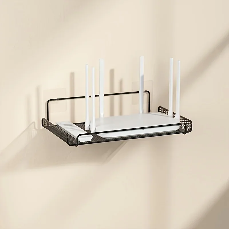 Kitchen Appliances Rack - ชั้นวางเราเตอร์สแตนเลสแบบไม่ต้องเจาะ ติดผนังสำหรับจัดเก็บเราเตอร์ WiFi อุปกรณ์ตกแต่งบ้าน ห้องน้ำ ห้องครัว