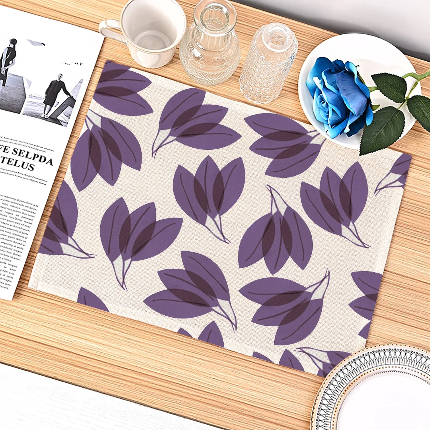 แผ่นรองจานลายเรขาคณิตสีม่วงสำห - Kitchen Appliances Table บทวิจารณ์และราคา