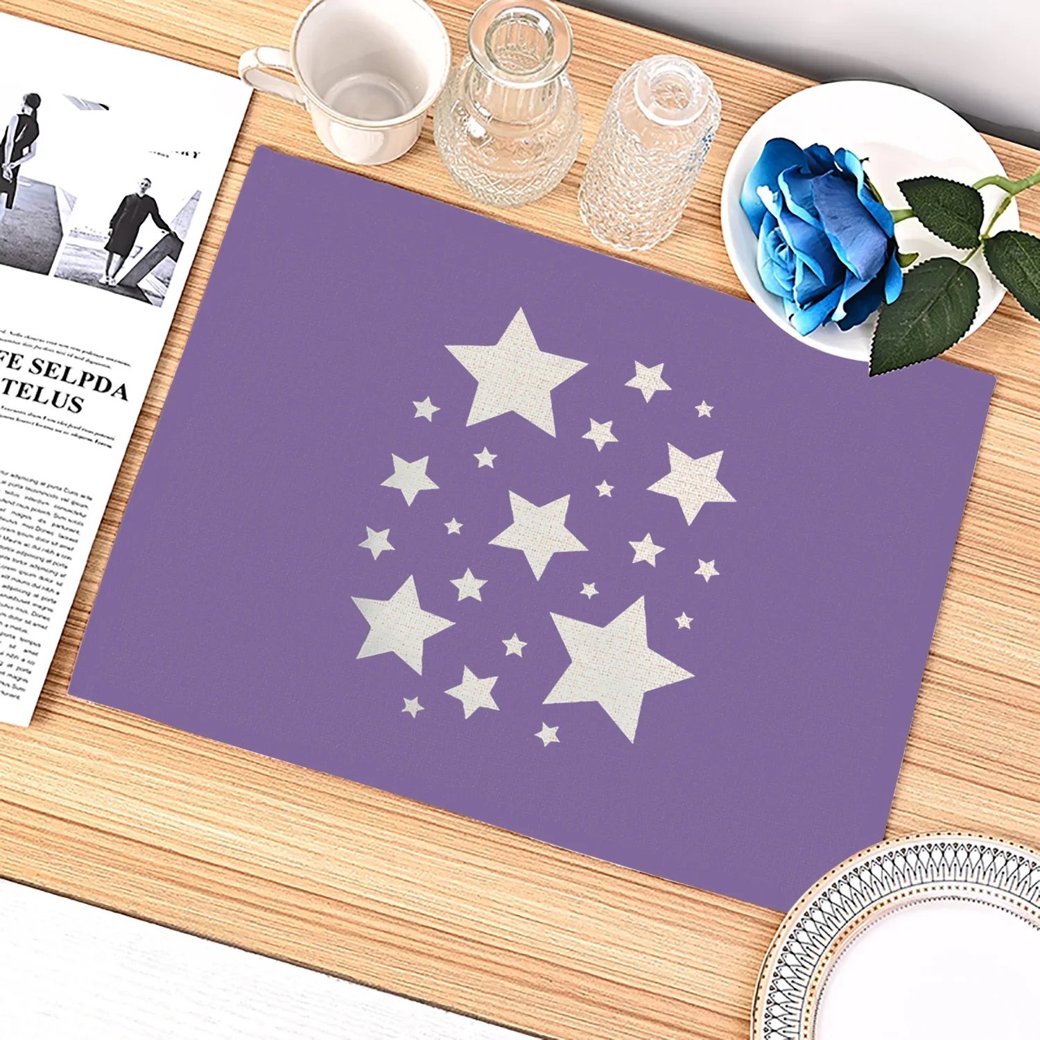 แผ่นรองจานลายเรขาคณิตสีม่วงสำห - Kitchen Appliances Table บทวิจารณ์และราคา