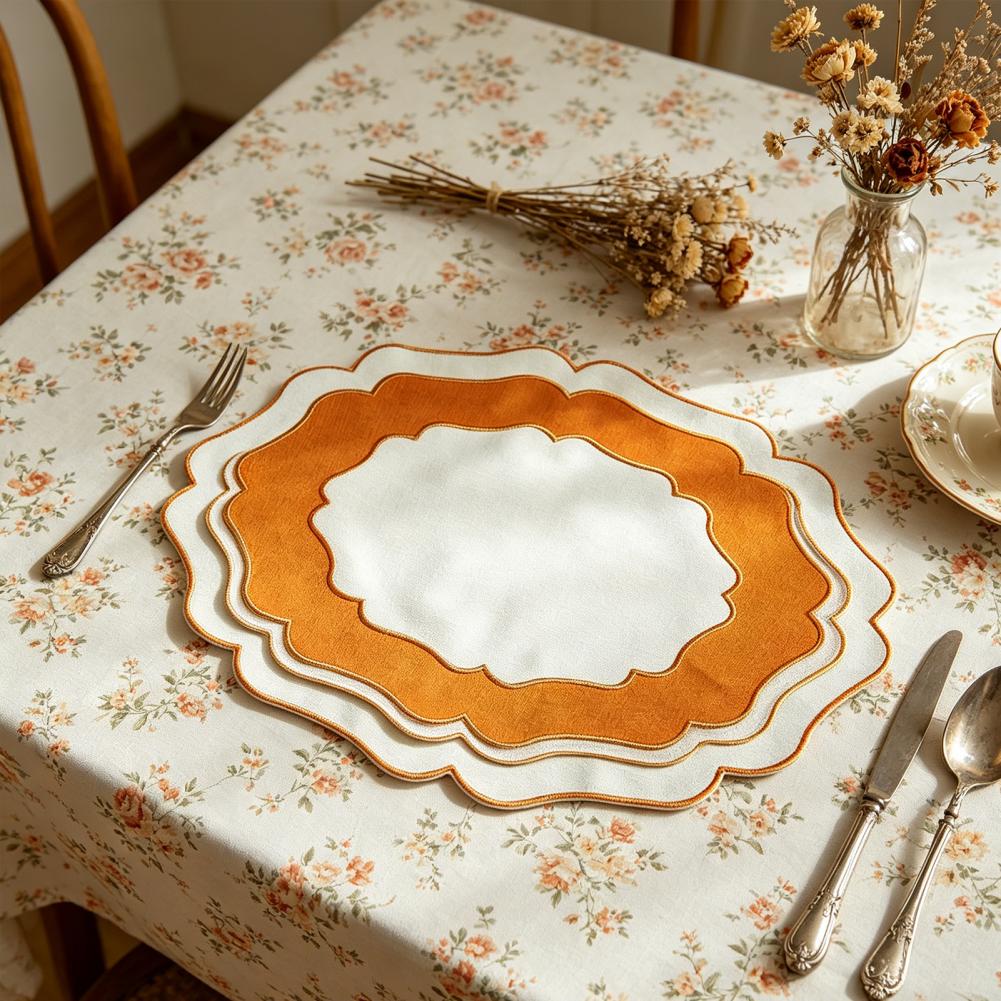 แผ่นรองจานผ้าลินินลายสแกลลอป ซ - Kitchen Appliances Table บทวิจารณ์และราคา