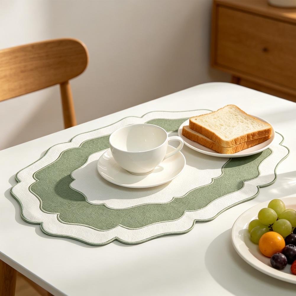 แผ่นรองจานผ้าลินินลายสแกลลอป ซ - Kitchen Appliances Table บทวิจารณ์และราคา