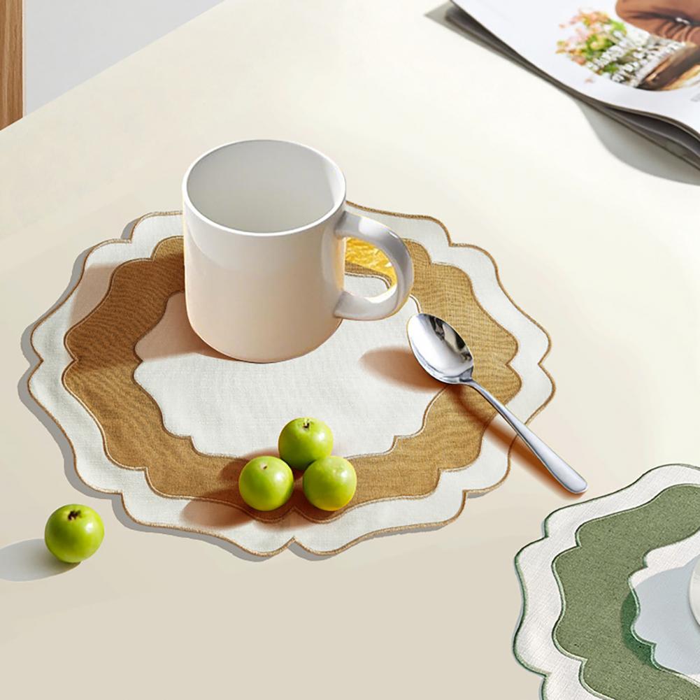 แผ่นรองจานผ้าลินินลายสแกลลอป ซ - Kitchen Appliances Table บทวิจารณ์และราคา